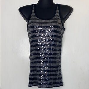 THE LIMITED Striped Sequin Tank Top M